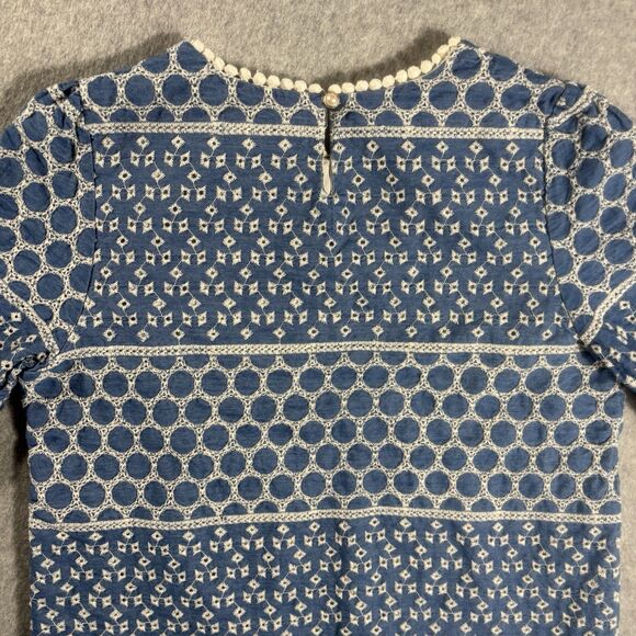 The Rose Embroidered Feminine Coquette Light Blue Top Women's Made in Korea - Picture 6 of 9